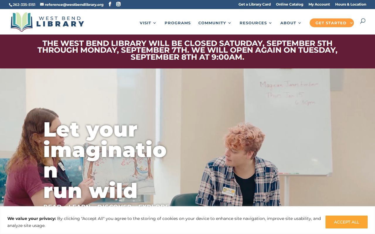 West Bend Community Memorial Library website for directory reference help